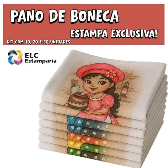 Kit 10 Panos De Boneca Confeiteira Estampa Pano De Prato Copa Cozinha Grande Atacado Decoração Luxo