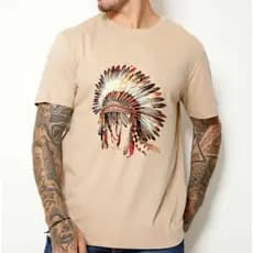 Camiseta Cocar Tribal Unisex Estampa Étnica | Camiseta Estilo Indígena Moda Casual.