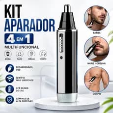Kit Aparador Pelos Masculino 4 Em 1 Recarregável USB Sem Fio Barba Nariz Orelha Corpo Trimmer Profissional Bivolt Precis