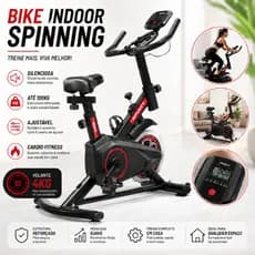 Bicicleta Spinning Indoor Ergométrica Silenciosa Bike Fitness Cardio Ajustável Até 120kg Academia Residencial 4KG