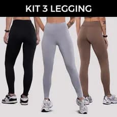 Kit 3 calças legging fitness feminino academia  treino alta compressão Encanto -Modelagem Slim