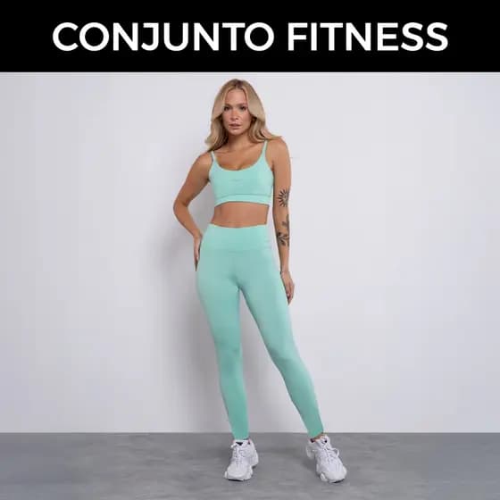 Conjunto Feminino Academia Top + Legging Cintura Alta Conforto e Segurança - Modelagem Slim