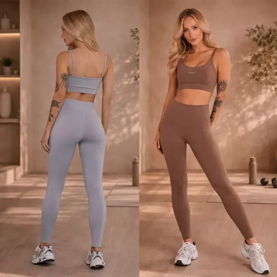 Conjunto fitness: top + legging cintura alta, não marca, confortável Encanto - Modelagem Slim