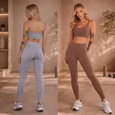 Conjunto fitness: top + legging cintura alta, não marca, confortável Encanto - Modelagem Slim