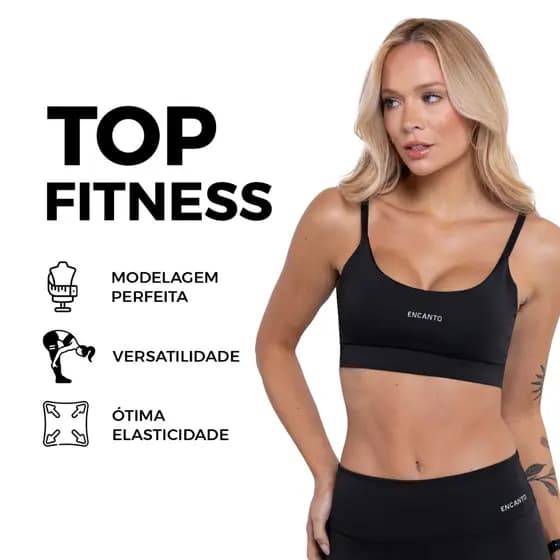 Top Fitness Feminino Alça Alta Compressão Conforto e Segurança Encanto - Modelagem Slim