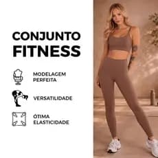 Conjunto fitness premium: top + legging cintura alta, modeladora, nao marca Encanto - Modelagem Slim