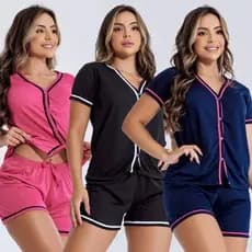 Promoção Pijama Curto Em Malha Blogueirinha Short e Blusa Amamentação