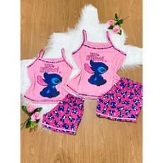 Kit 2 Baby Doll Mãe e Filha | Pijama Adulto e Infantil Stitch Estampado