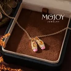 MOJOY Colar De Sapatilhas De Balé Fofo Com Corrente De Clavícula De Diamante Para Mulheres , Joias Festas De Fim De Ano