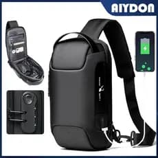 AIYDON Mochila Masculina Com Fechadura De Combinação Saco De Ciclismo