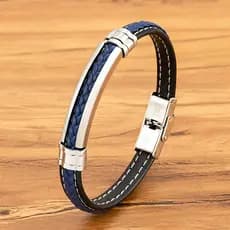 Braceletes De Couro Homem Corda Pulseiras Punk Clássico De Aço Inoxidável Desenho Simples Charme Masculino Jóias Artesan