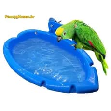 [Vendas Quentes P] Bandeja De Comida De Papagaio Multifuncional Azul Banheira Gaiola De Animais Caixa De Chuveiro De Lav