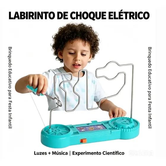 Brinquedo Labirinto Elétrico Choque Educativo para Crianças | Jogo de Festa Divertido Experiência Científica Interativa
