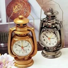 2024 Vintage Despertador Retro Lâmpada De Óleo Relógio Mesa Luz Sala Estar Decoração Artigos Escritório Artesanato Ornam