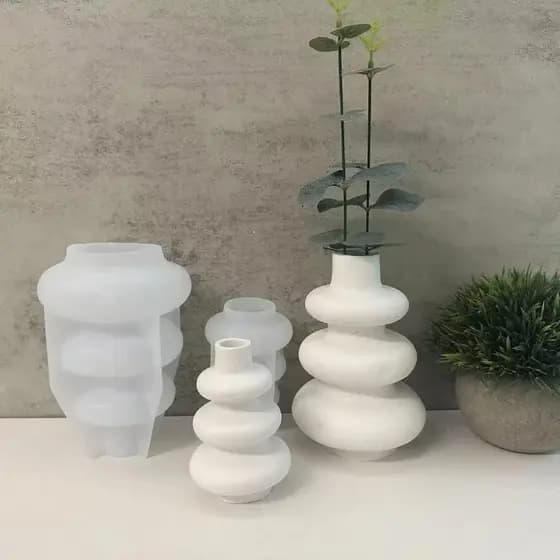 Molde de Silicone para Vaso de Gesso Formato Irregular Espiral, DIY Artesanato Decoração Doméstica, Dois Tamanhos Dispon