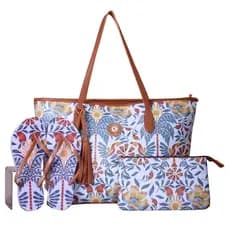 Bolsa Feminina Kit – Bolsa Praia + Chinelo + Necessaire Estilo Tropical