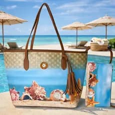 Bolsa Feminina Praia Grande + Necessaire | Bolsa de Ombro Estampada Verão Moda 2026