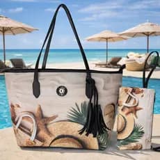 Bolsa de Praia Grande + Necessaire | Bolsa de Ombro Estampada Verão Moda 2026
