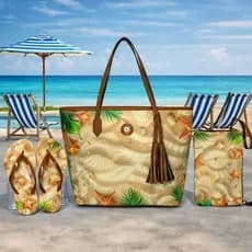 Bolsa de Praia Kit 3 Peças – Bolsa, Chinelo e Necessaire
