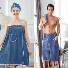 Toalha de Banho Usável Unissex Com Bolso e Botão Saia de Banho Microfibra Secagem MDL B