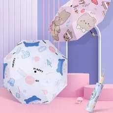 Guarda-chuva Sombrinha infantil de desenho Capivara Stitch Disney manual três dobras protetor solar