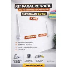 Varal de Roupa de Parede Retrátil de alumínio para Sacada Até 60kg - BRANCO