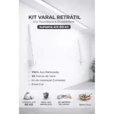 Varal de Roupa de Parede Retrátil de alumínio para Sacada Até 60kg BRANCO  ENVIO FULL