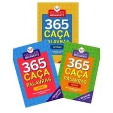 Kit com 3 Almanaque Passatempo Letra Grande 365 desafios Caça Palavra Megamente