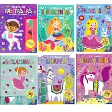 Kit com 3 Livros Vista-me Mais de 100 Adesivos Unicórnio Princesa Bailarina Lhama Todolivro