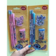 Kit escolar Stitch 1 caneta + 2 lápis + borracha + apontador - Molin ref 31315