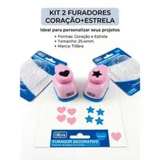 Kit 2 Perfuradores Furadores Decorativo Coração+Estrela 25.4mm - Tilibra