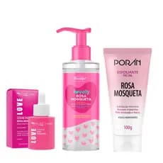 Kit rosa mosqueta cuidado com a pele skin care com gel de limpeza facial