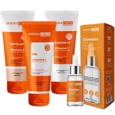 Kit skin care melasma vitamina c cuidado facial limpeza de pele clareador de manchas