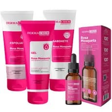 Kit Limpeza de Pele Rosa Mosqueta Skin Care Sérum Clareador de Manchas