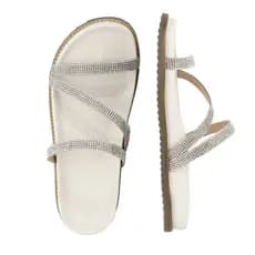 Papete Feminina Sandalia Rasteira Com strass Confortavel MOD Z