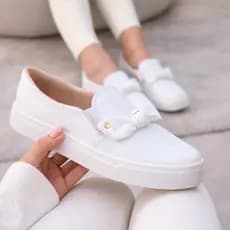 Tênis Feminino Slip On Casual Confortável Macio Calce Fácil Branco Enfermeira Área Saúde IA54