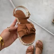 Sandália Feminina Anabela Confortável Macia Elegante Flat de Nó AU 120
