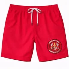Short Tec-Te BRIGADA DE EMERGENCIl Unissex com Bolso Preto e Vermelho P M G GG Pronta Entrega Confortável Alta Qualidade