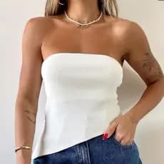 Blusa Tomara Que Caia Assimétrica Canelada