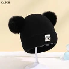 Capture Bonito Chapéu De Inverno Cor Sólida Lã Malha Gorro Bebe Bebê Recém-Nascido Pompom Para Crianças Meninos Meninas