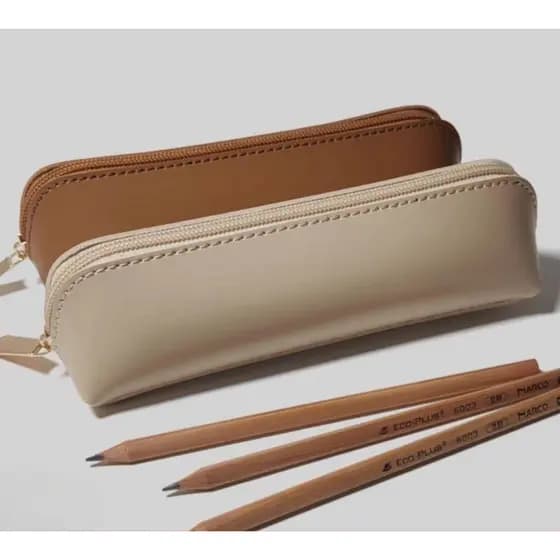 Estojo De Couro PU Simples , Bolsa De Papelaria Portátil E Compacta , Capa Protetora Para Caneta Comercial Armazenamento
