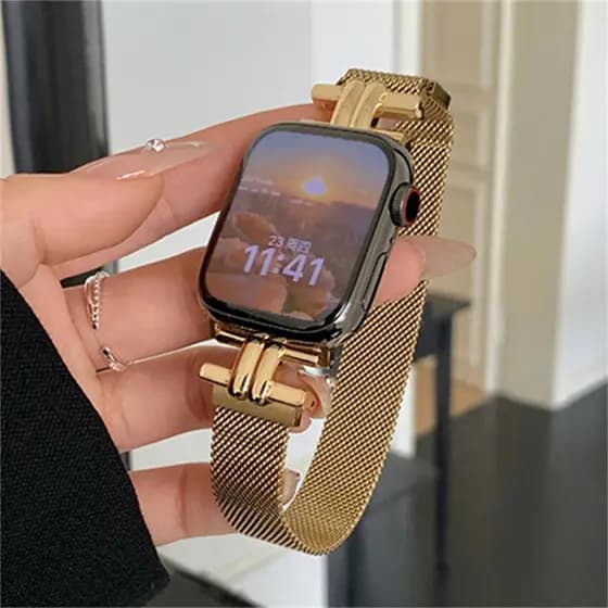 Pulseira Feminina Para iWatch 42mm 40mm 41mm 38 , Magnética De Aço Inoxidável Série 10 9 8 Ultra SE 7 6 5 41 44 45mm