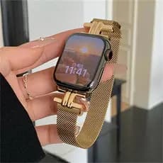 Pulseira Feminina Para iWatch 42mm 40mm 41mm 38 , Magnética De Aço Inoxidável Série 10 9 8 Ultra SE 7 6 5 41 44 45mm