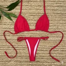 Biquíni Fita Marquinha Cortininha Forrado Regulagem Marquinha Feminina Sem Bojo Moda Praia Verão