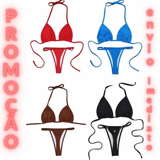 Biquíni Marquinha de Fita Fio Dental Cortininha com Regulagem e Forro Verão Envio Rápido Oferta Relâmpago