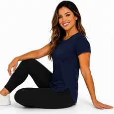 Blusa Feminina Fitness Baby Long Academia Dry Fit Manga Curta Confortável Tapa Bumbum Treino Caminhada