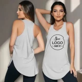 Kit 5 Pç Blusa Feminina Regata Esportiva (estampada Sua Logo Marca Maximo 2 Cores)- Academia -cores