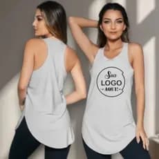 Kit 5 Pç Blusa Feminina Regata Esportiva (estampada Sua Logo Marca Maximo 2 Cores)- Academia -cores