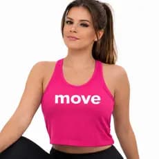 Cropped Regata Feminina Fitness Estampa Move
