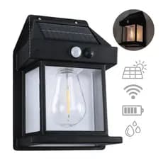 Kit Luminária Arandela Retrô Placa Solar Lâmpada Externa Moderna Decoração Sensor de Movimento